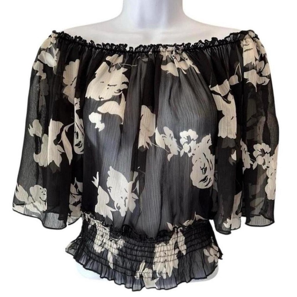 Ultra Pink Sheer Whimsigoth Off The Shoulder Cropped Boho Blouse
